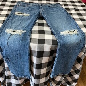 Levi's Strauss 569 Men 36 x 31 Distress Jeans Camouflage Patches Ripped Stretch